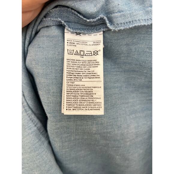 Banana Republic Chambray Blue Cotton Blend Cap Sleeve Button Front Mini Dress 12 - Picture 6 of 12